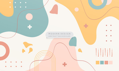 Abstract background with hand drawn colorful shapes flat modern design