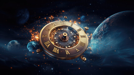 clock in space, time concept Generative AI