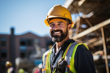 A smiling construction worker doing his job.
