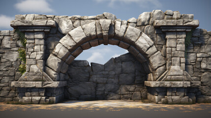 Fototapeta na wymiar Stone arch entrance wall