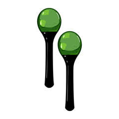 music maracas cartoon. logo rumba, skull salsa, crossed mariachi music maracas sign. isolated symbol vector illustration