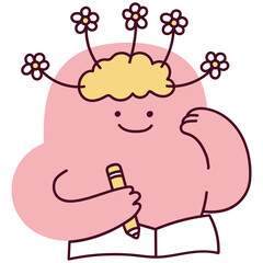 Minimalist character writing diary illustration