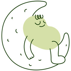 Minimalist character sleeping on the moon illustration