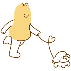 Minimalist character walking with dog illustration