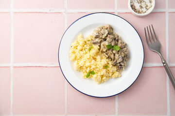 Beef Stroganoff with couscous