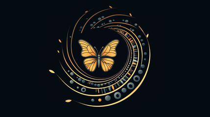 Obraz premium Colorful butterfly on a dark background, generative AI.