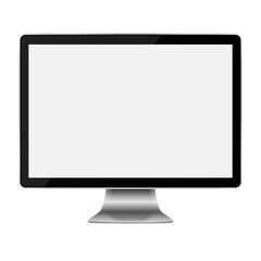 Modern flat screen computer monitor. Computer display isolated on white background. Vector illustration.
