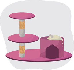 Place for a cat. Cat care. Scratching post. High quality vector illustration.