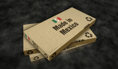 Made in Mexico box pack 3d illustration