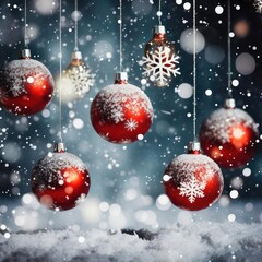 Fototapeta na wymiar New Year's balls on a winter background