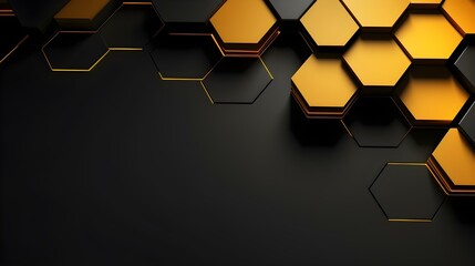 Abstract Background of hexagonal Shapes in dark golden Colors. Geometric 3D Wallpaper
