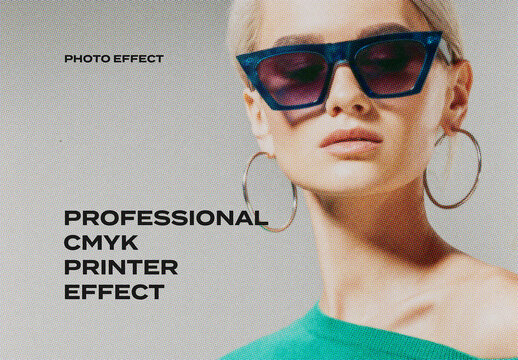 CMYK Printer Photo Effect Mockup Template Paper Texture Overlay Print
