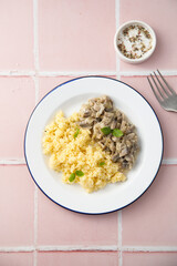 Beef Stroganoff with couscous