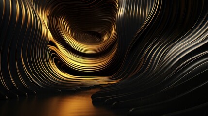 Black wallpeer inside the gold layers filtering to black color Generative Generative AI