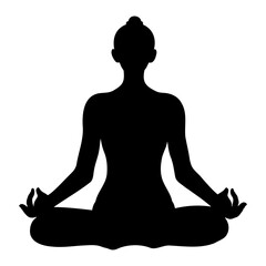 Woman meditating in a lotus pose silhouette. Yoga pose. Vector illustration