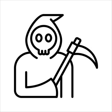 recommend clip art: Grim reaper or death with hood and skull wielding a scythe flat simple icon, vector illustration on white background
