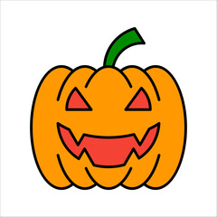 Pumpkin line icon, outline vector sign, linear style pictogram. Halloween holiday symbol, vector illustration on white background