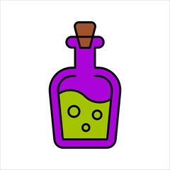 Magic poison bottle icon, traditional Halloween decorative element. vector illustration on white background