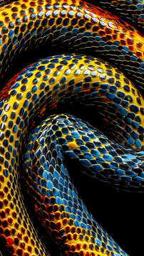Vibrant Stripes: A Coiled Snake in Focus