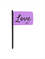 I love you flag, Hand drawn vector illustration for Valentines day.
