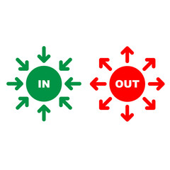 イン：アウト矢印アイコンセット