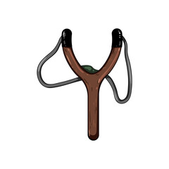 game slingshot cartoon. weapon object, wood sport, wooden leisure game slingshot sign. isolated symbol vector illustration