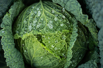 fresh organic cabbage top view