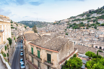 panoramic view of Modica downtown, Sicily, Italy - 643982739