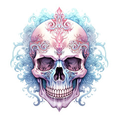 Fototapeta premium Watercolor pastel purple Halloween skull