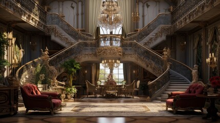 Opulent Elegance Unveiled- The Regal Renaissance Retreat - obrazy, fototapety, plakaty
