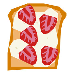 Strawberry toast flat illustration