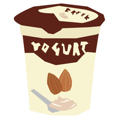 Almond milk yogurt flat illustration