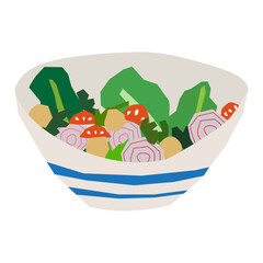 Salad bowl flat illustration