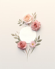 Floral style mockup with empty space for copy and a cream soft background 