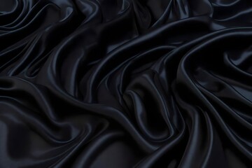 Obraz premium Black wavey twirled silk fabric background photography
