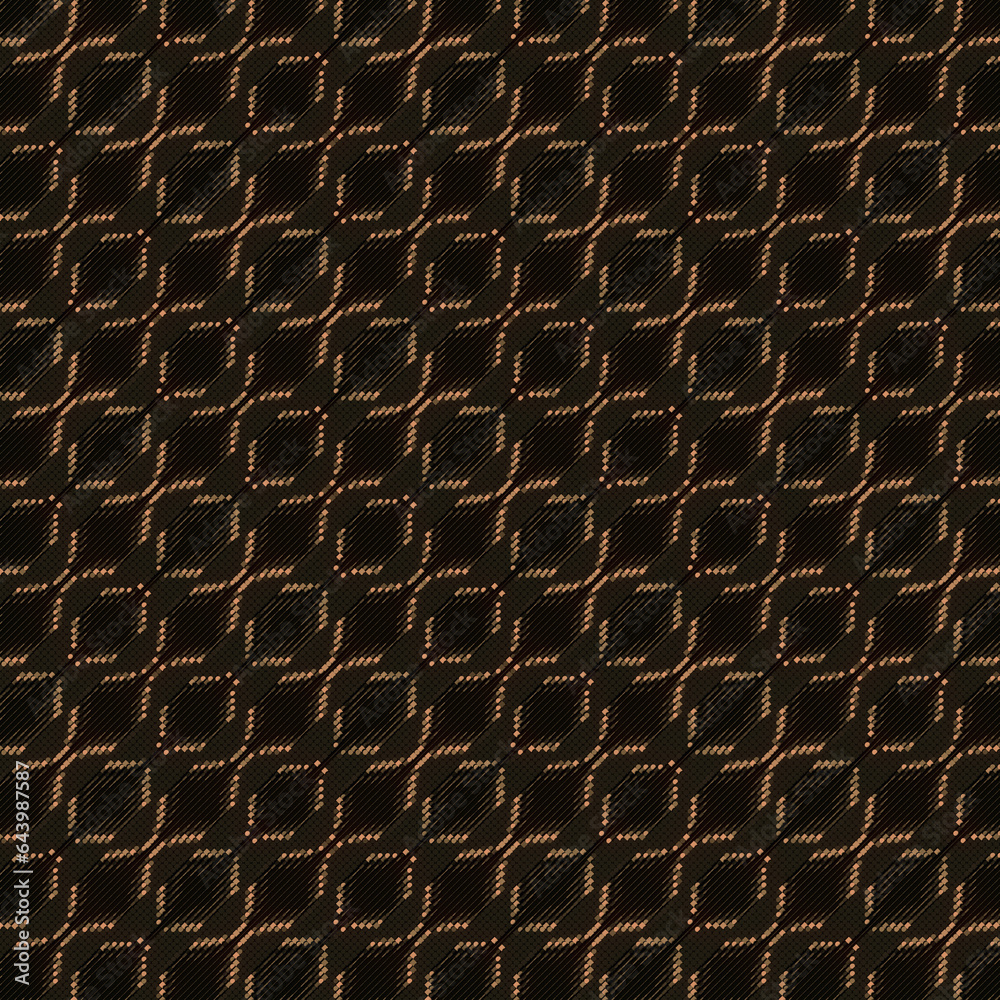 Leinwandbilder Interlaced complex pattern of metallic shiny elements on dark background. 3d rendering digital illustration
