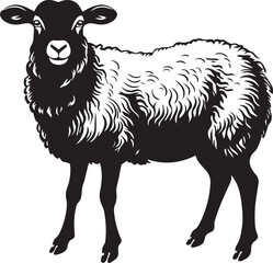 Sheep full length, Farm animal, Vector Illustration, SVG