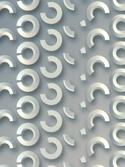 Pattern of white three-dimensional loading indicators. Geometric background. 3d rendering digital illustration
