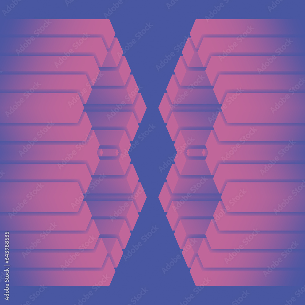 Fototapete simple symmetrical geometric background with futuristic geometric shapes. 3d rendering digital illus