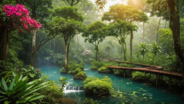 Deep tropical jungles of southeast Asia in spring.