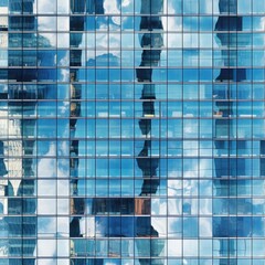 The glass facade of a skyscraper