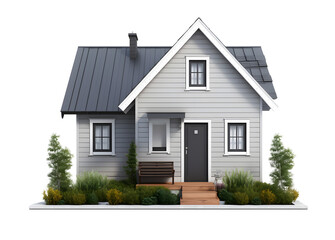 small house exterior design isolated on transparent background