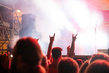 Fototapeta na wymiar crowd at concert - summer music festival.
