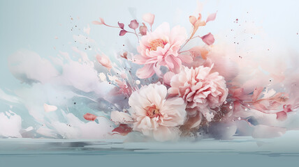 3d volumetric background flowers and petals sculpture painting drawing digital