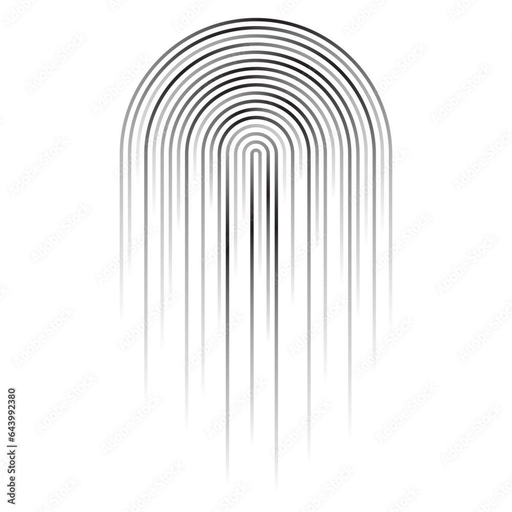 Poster Vector half circle lines flowing dynamic pattern black fade gradient isolated on transparent background for design element in concept speed, technology, digital, modern