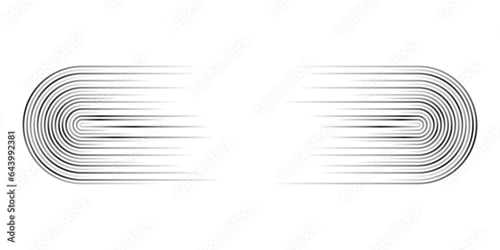 Poster Vector half circle lines flowing dynamic pattern black fade gradient isolated on transparent background for design element in concept speed, technology, digital, modern