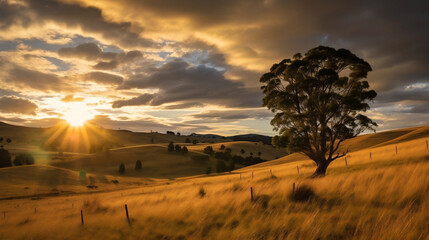 sunset over the hills, landscape photography