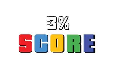 3 % Score sign designed modern style to catch the eye with color various combination. Point Vector illustration isolated white background.