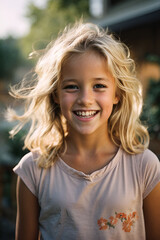 portrait of a smiling little girl in the sun