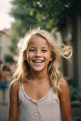 portrait of a girl smiling in the sun